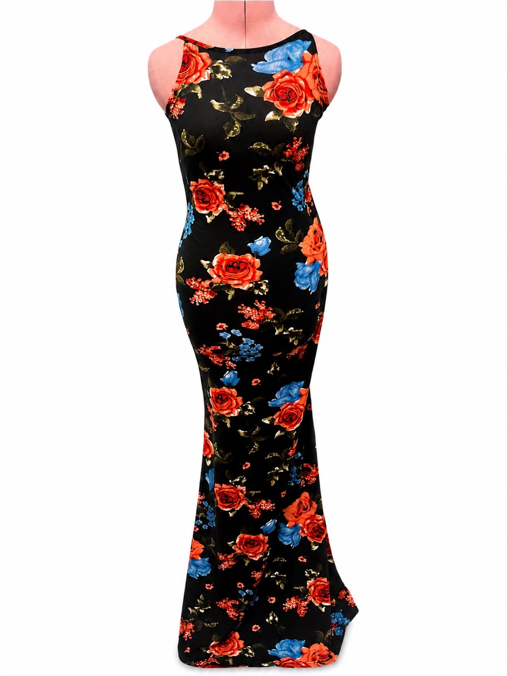 Floral Open-Back Mermaid Maxi Dress